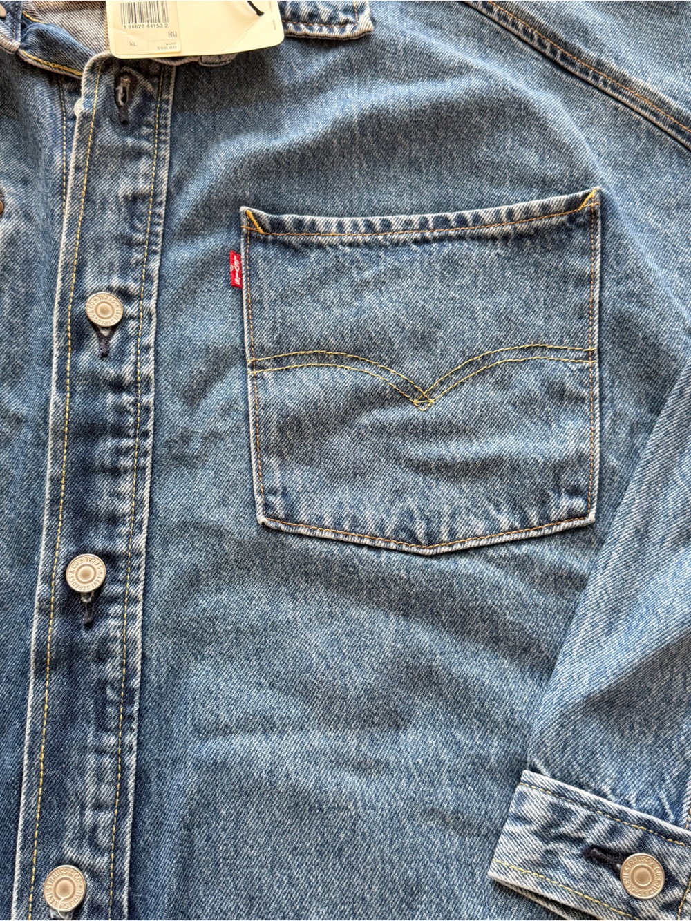 NWT Levi’s Men’s Oversized Twisted Shacket Denim Shirt Jacket Medium Wash Sz XL - Picture 12 of 15